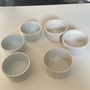 Set of 6 Ramekins, 3 Cordon Bleu White & 3 unbranded Ramekins